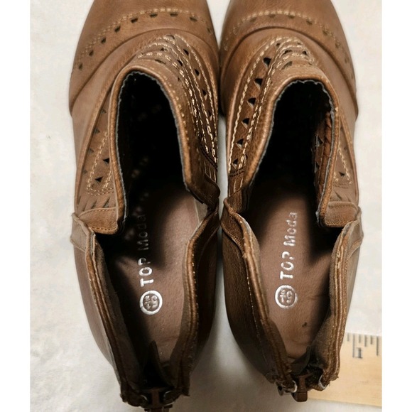 Top Moda Brown Ankle Booties Women's Size 5.5 Used - Picture 8 of 9